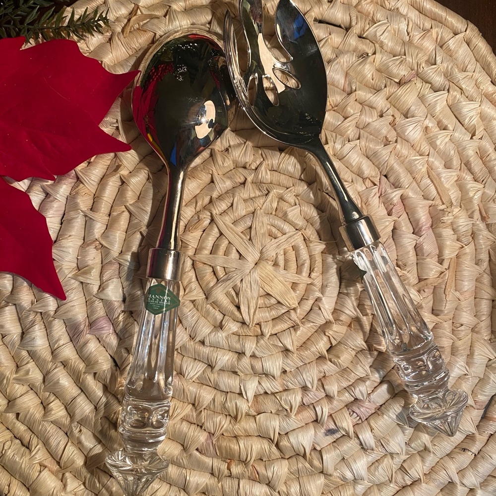 Shannon Crystal and Silver Serving Utensils 2 pc